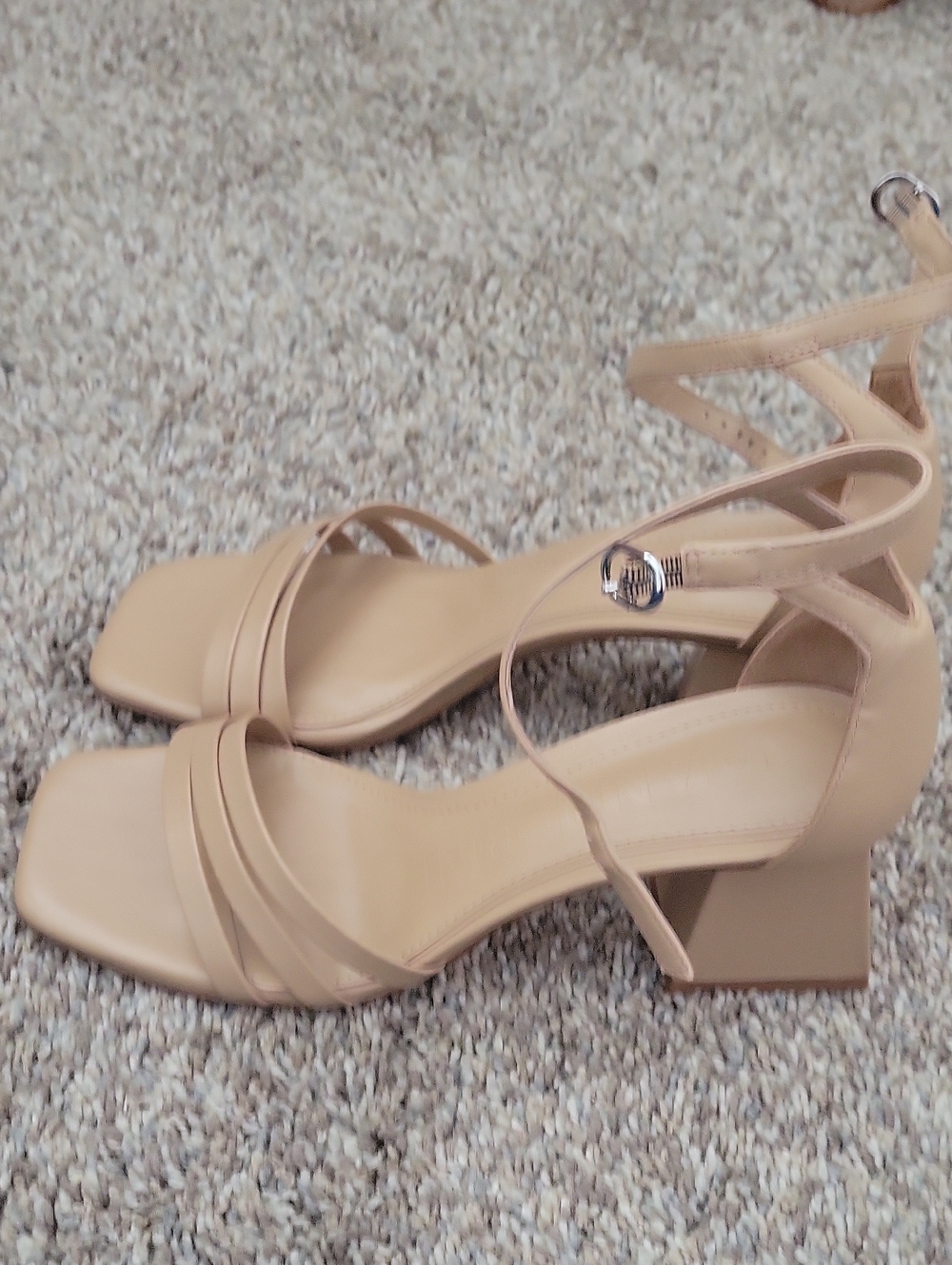 Gianni Bini Beige Strappy Block Heel Sandals